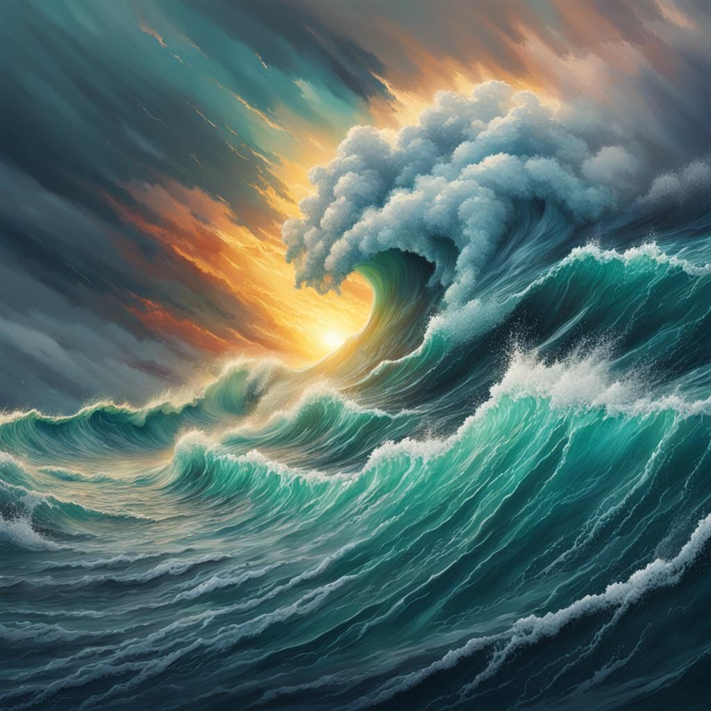 Hyperrealistic Ocean Storm with Huge Waves