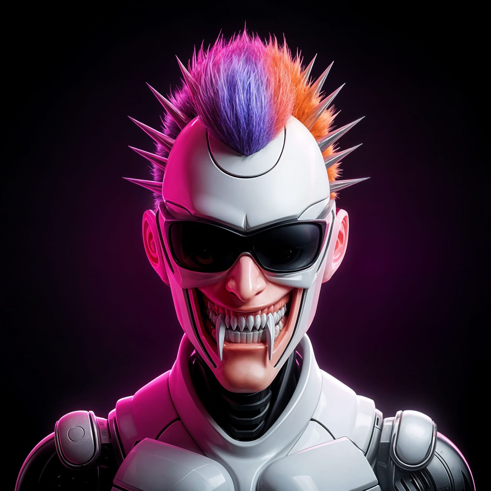 Cyber Robot Menace in Neon-Lit Shadows