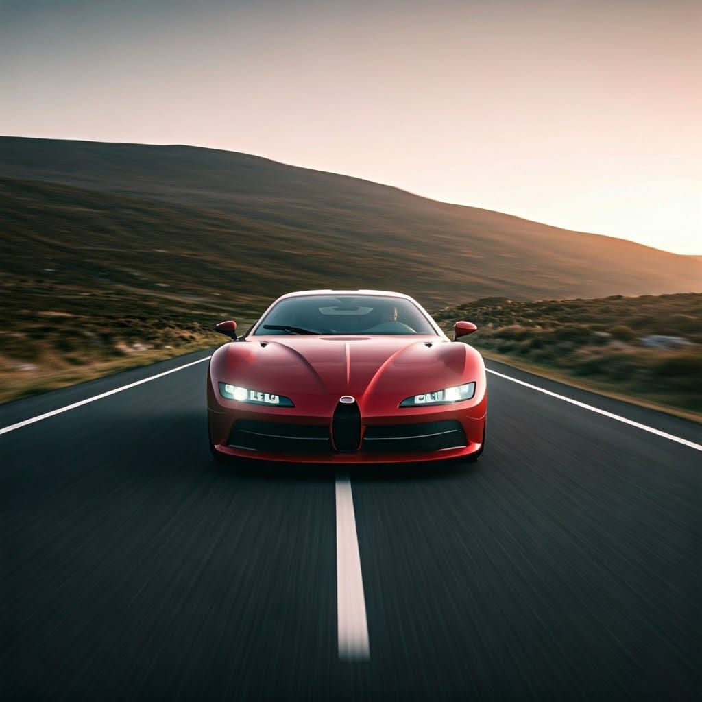 Epic Cherry Red 1990 Bugatti Peugeot Concept Car in a Dramat...