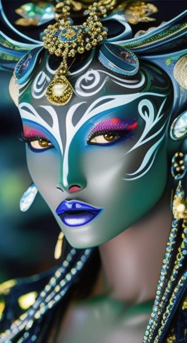 Striking Alien Queen Portrait in Graffiti Art Style