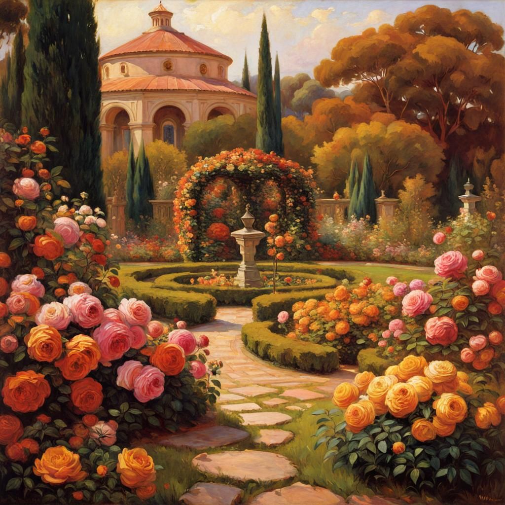 Colorful Rose Garden after Waterhouse