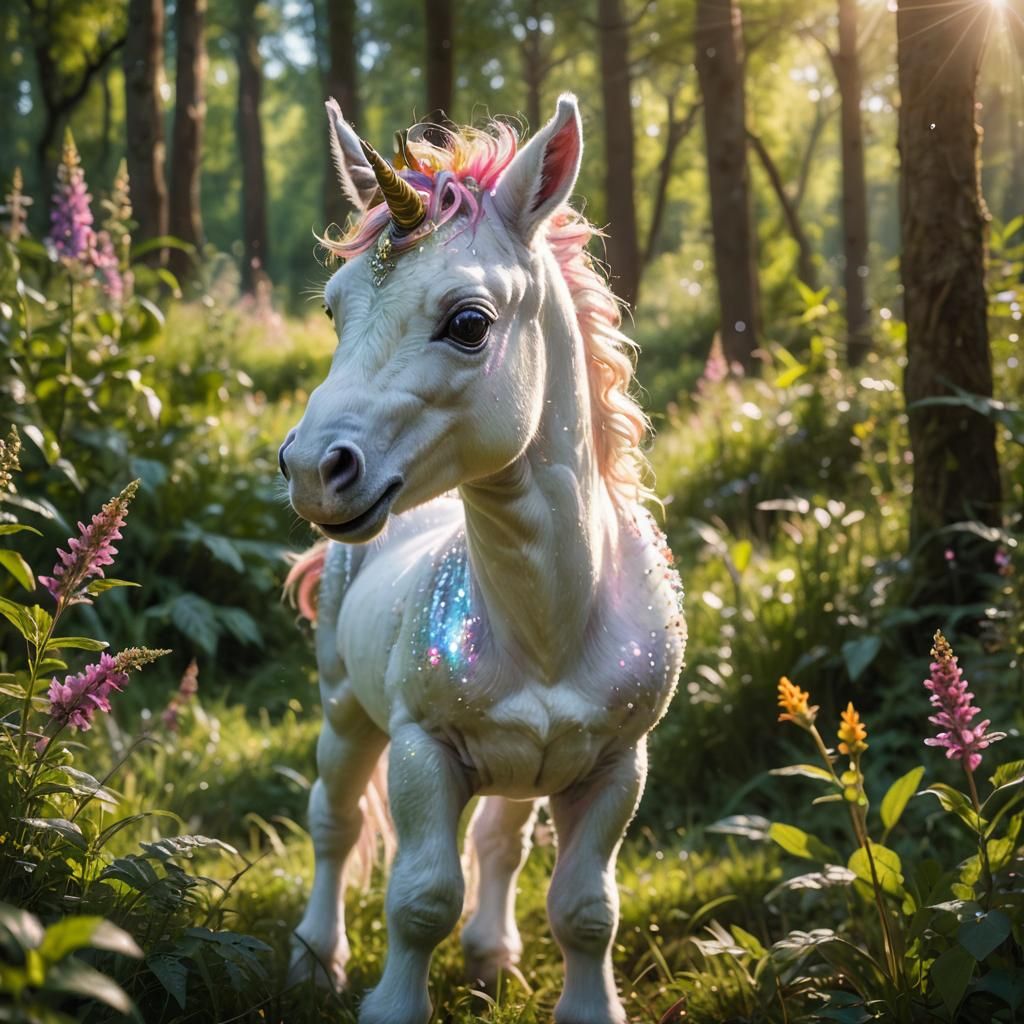Hyperrealistic Portrait of a Baby Unicorn