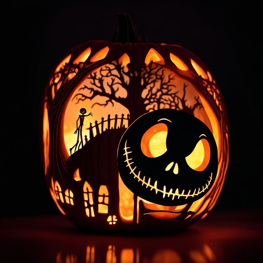 Jack Skellington Pumpkin Carving in Graveyard