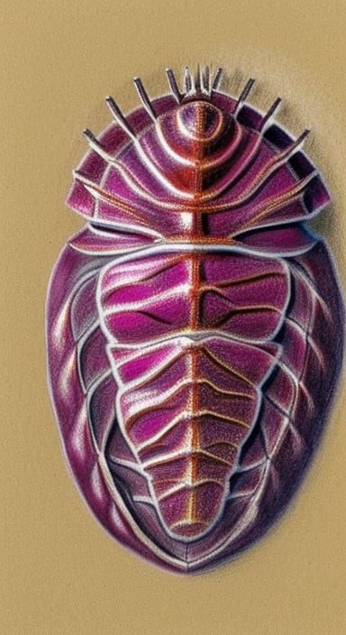 Detailed Pastel Sketch of a Trilobite Fossil