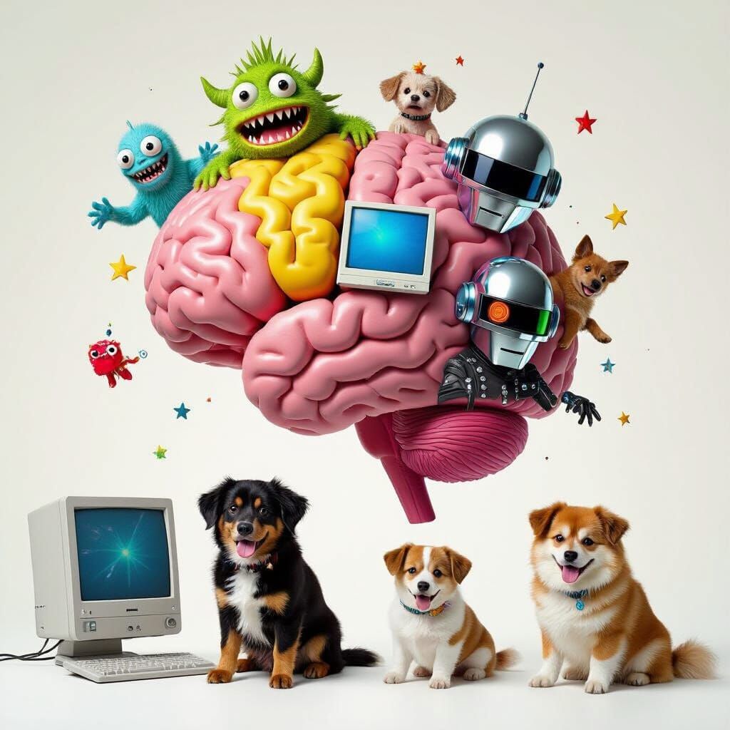 Surreal Brainscape: Monsters, Tech, and Dogs