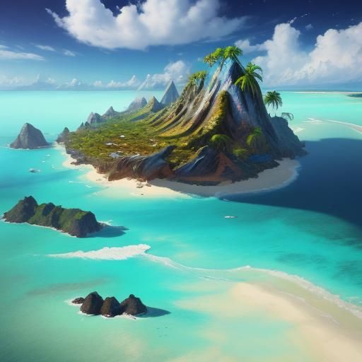 Tropical Island Sandy Beaches as Impasto Painting