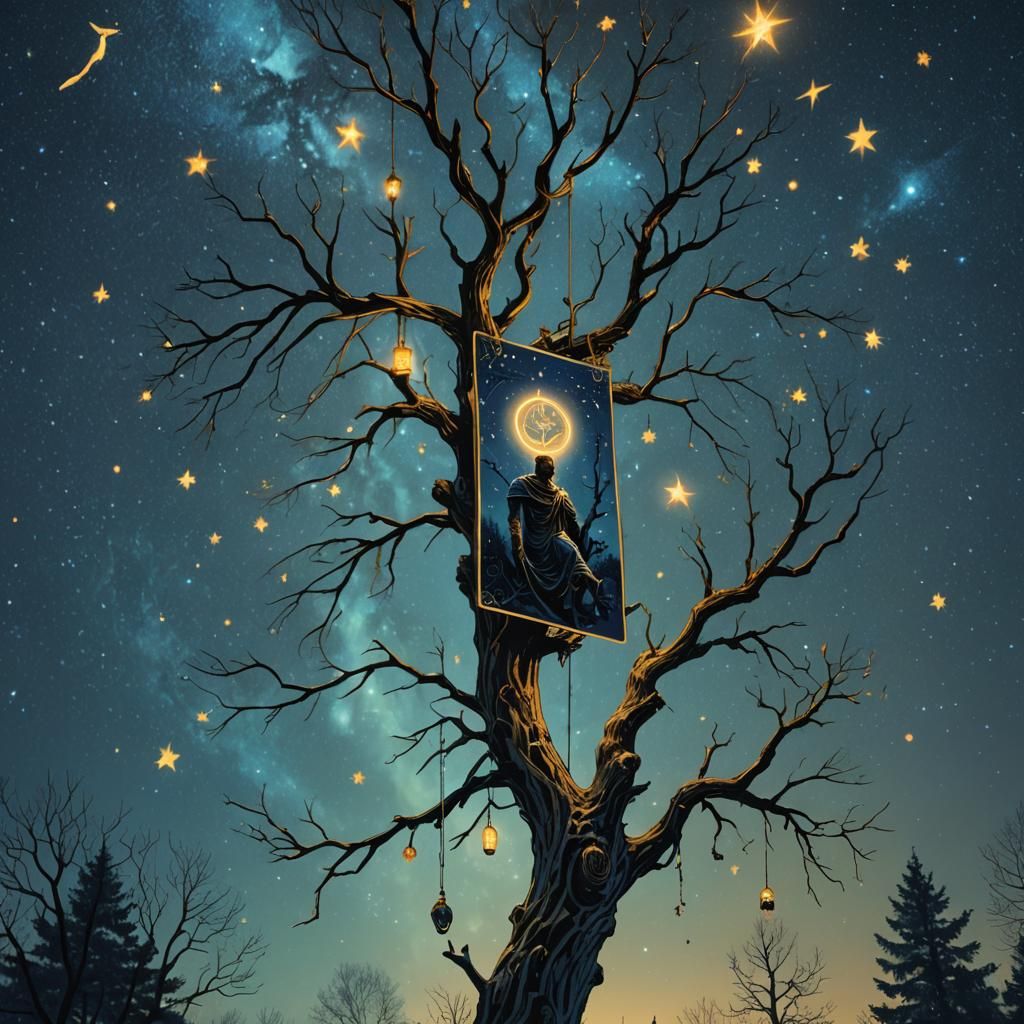 The Hanged Man Tarot Card in Stalenhag Style