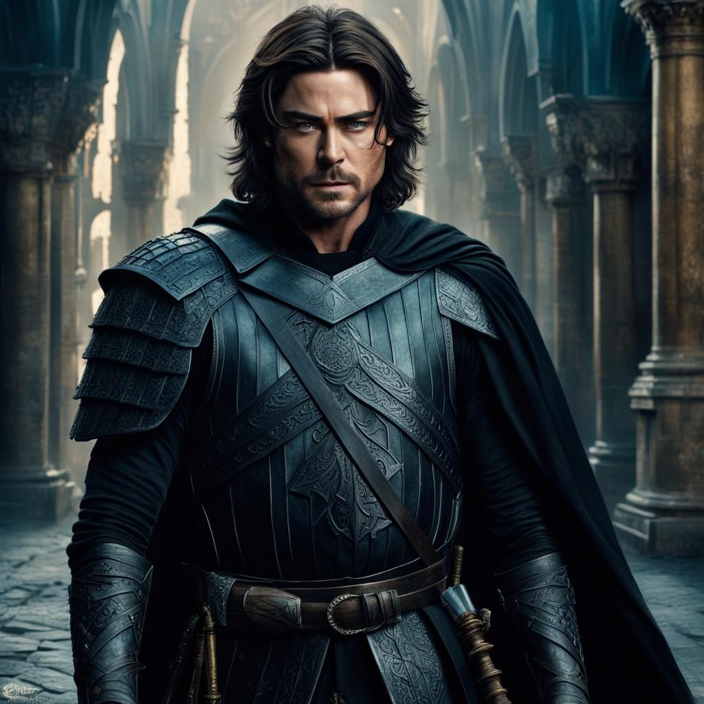 Epic Black Knight with Sword Digital Painting