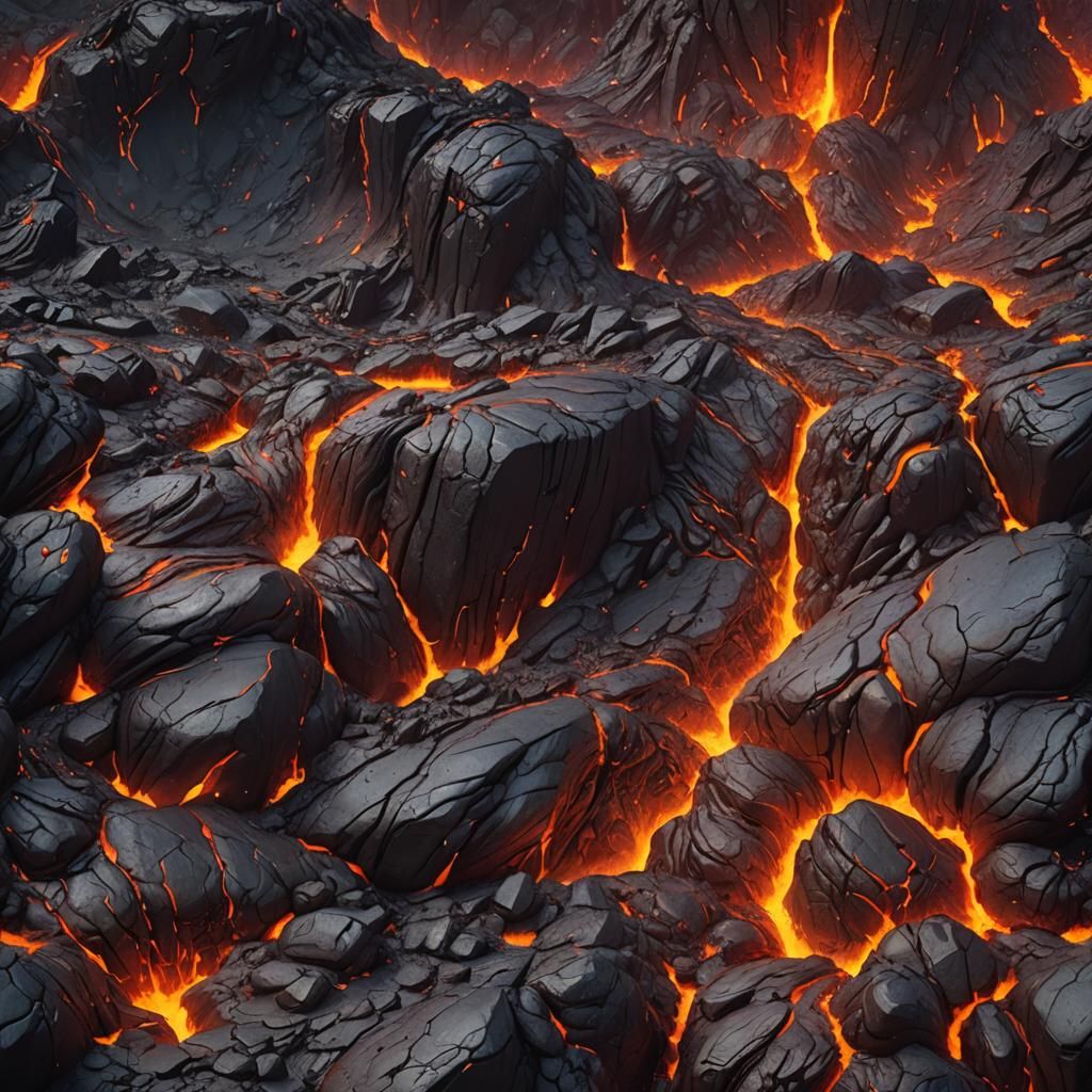 Detailed Lava Flow in a Matte Painting Style