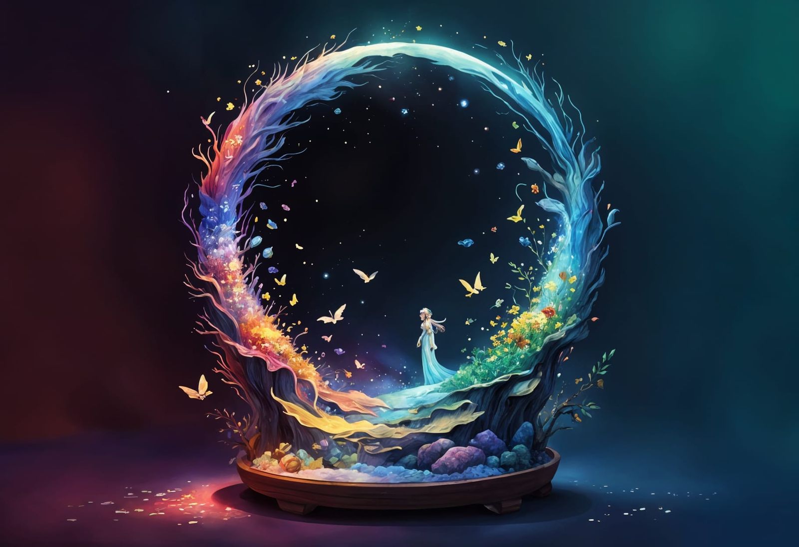 Whimsical Sci-Fi Fantasy Landscape in Van Gogh and Ghibli St...