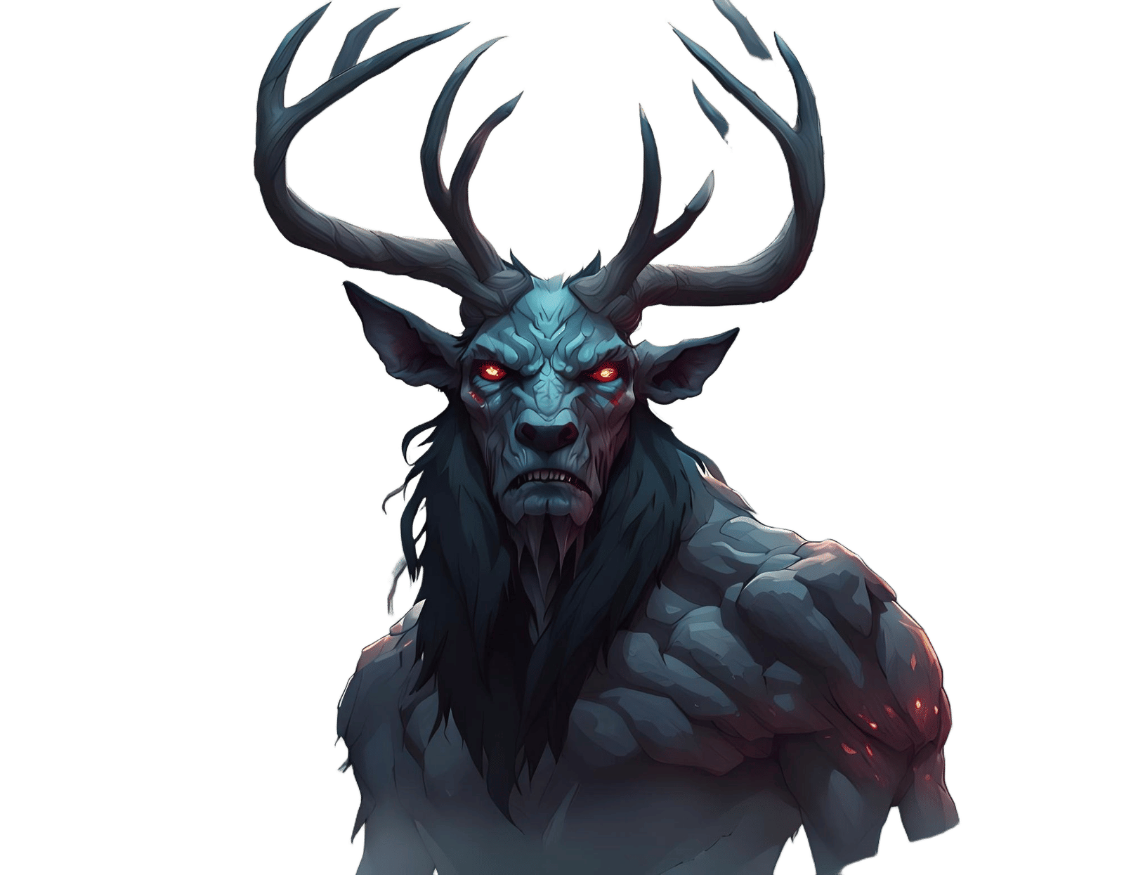 Wendigo Portrait in Hyperdetailed Digital Art Style