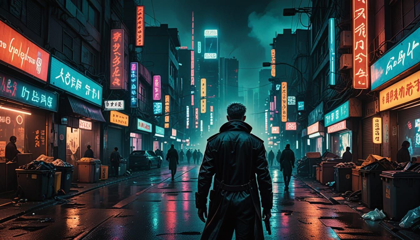 Cyberpunk City Streets at Night, Abandoned and Silent