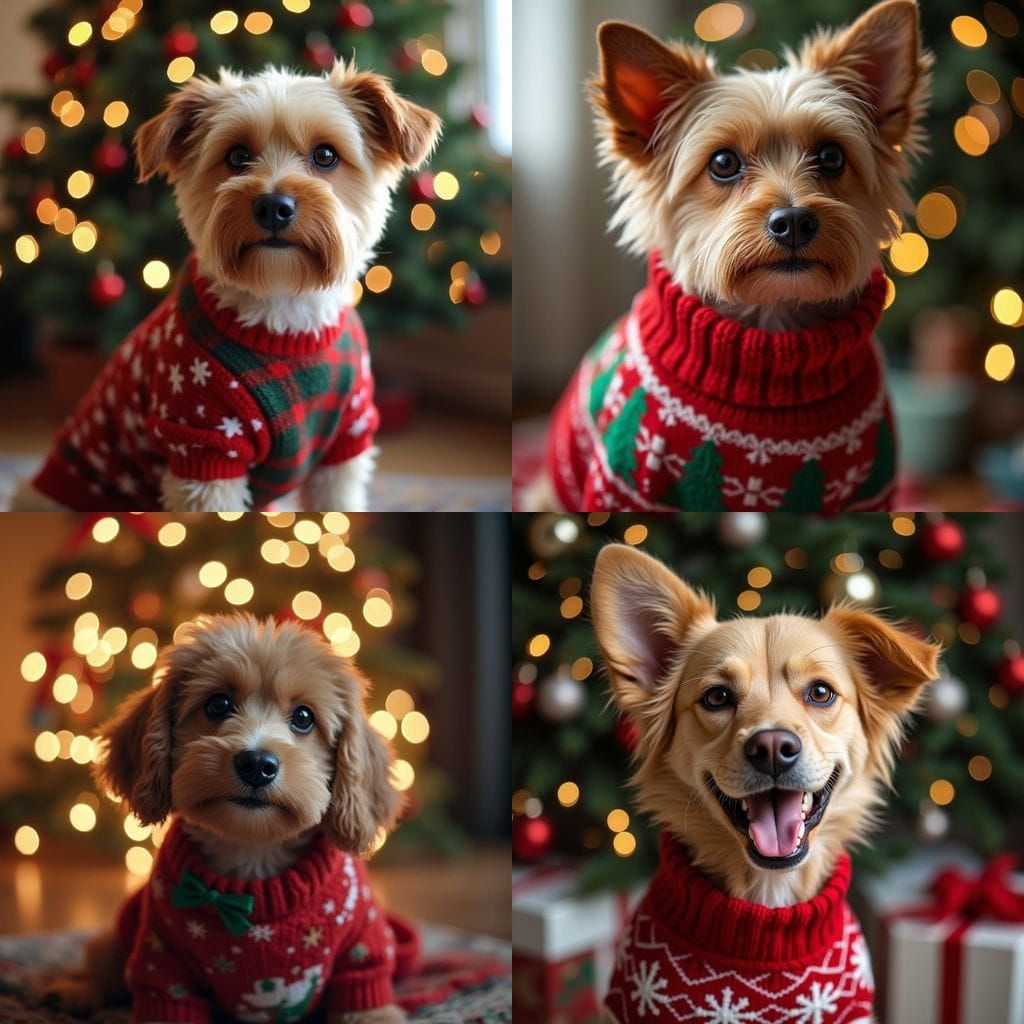 Cozy Christmas Dog Wearing a Festive Sweater