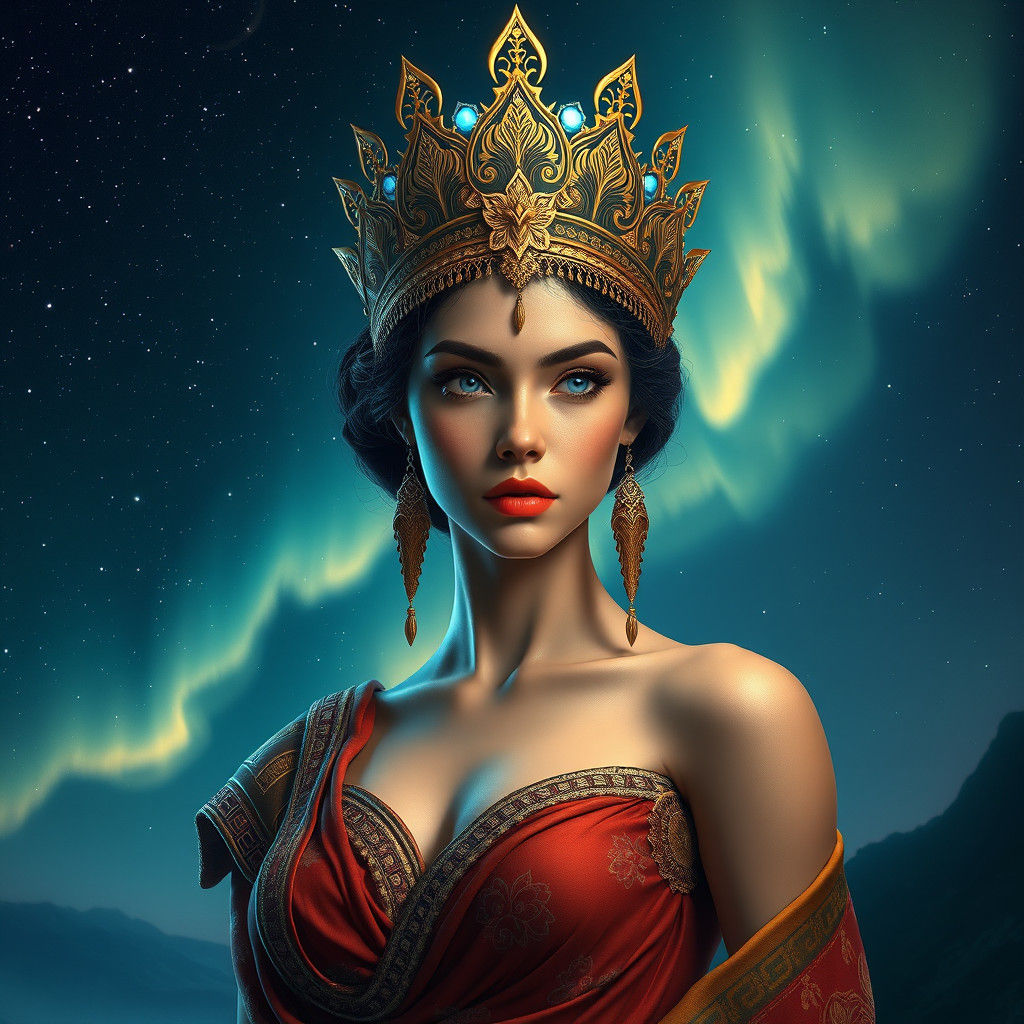 Ornate Woman Portrait in Art Nouveau Style