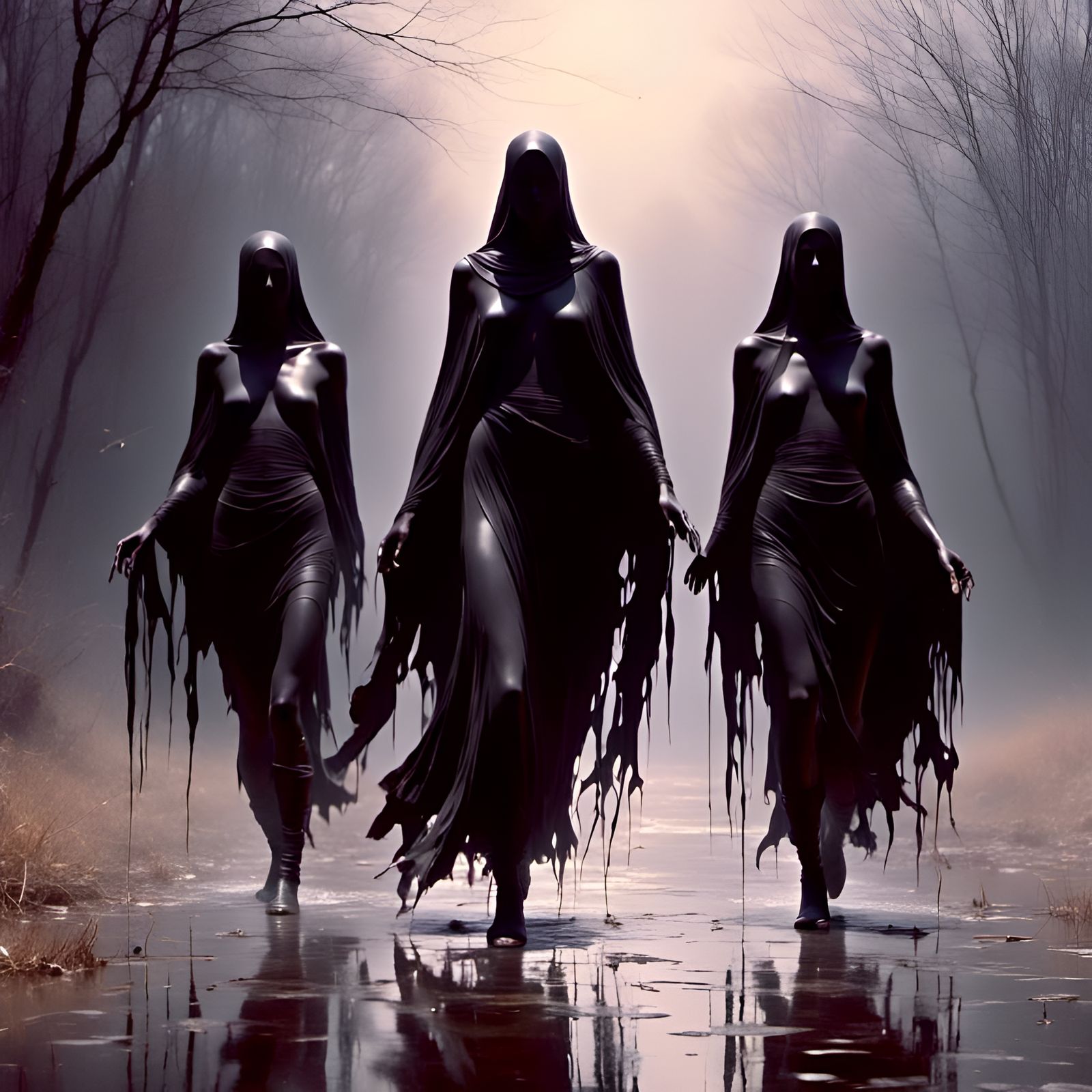 Ethereal Assassins in Pre-Raphaelite Style