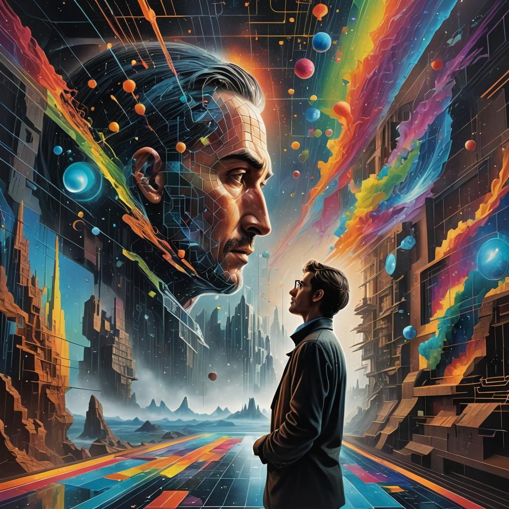 Hyper-Realistic Spacetime Diagram in Splash Art Style