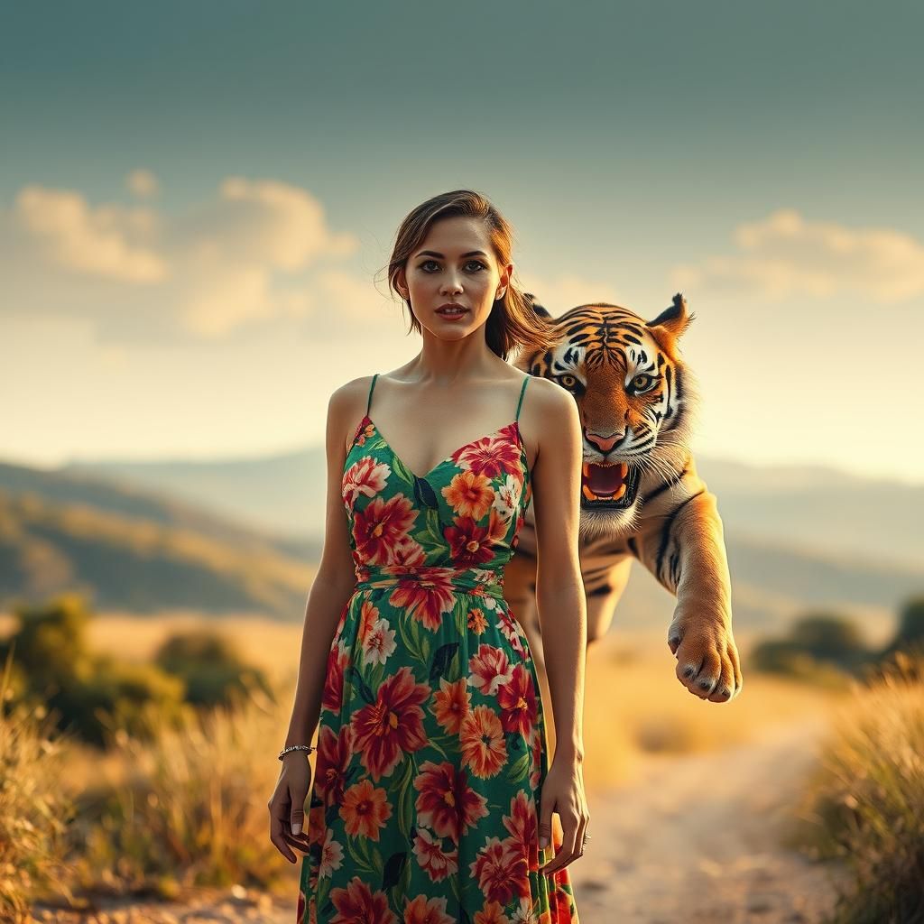 Tiger Photobomb in Crewdson-esque Cinematic Realism