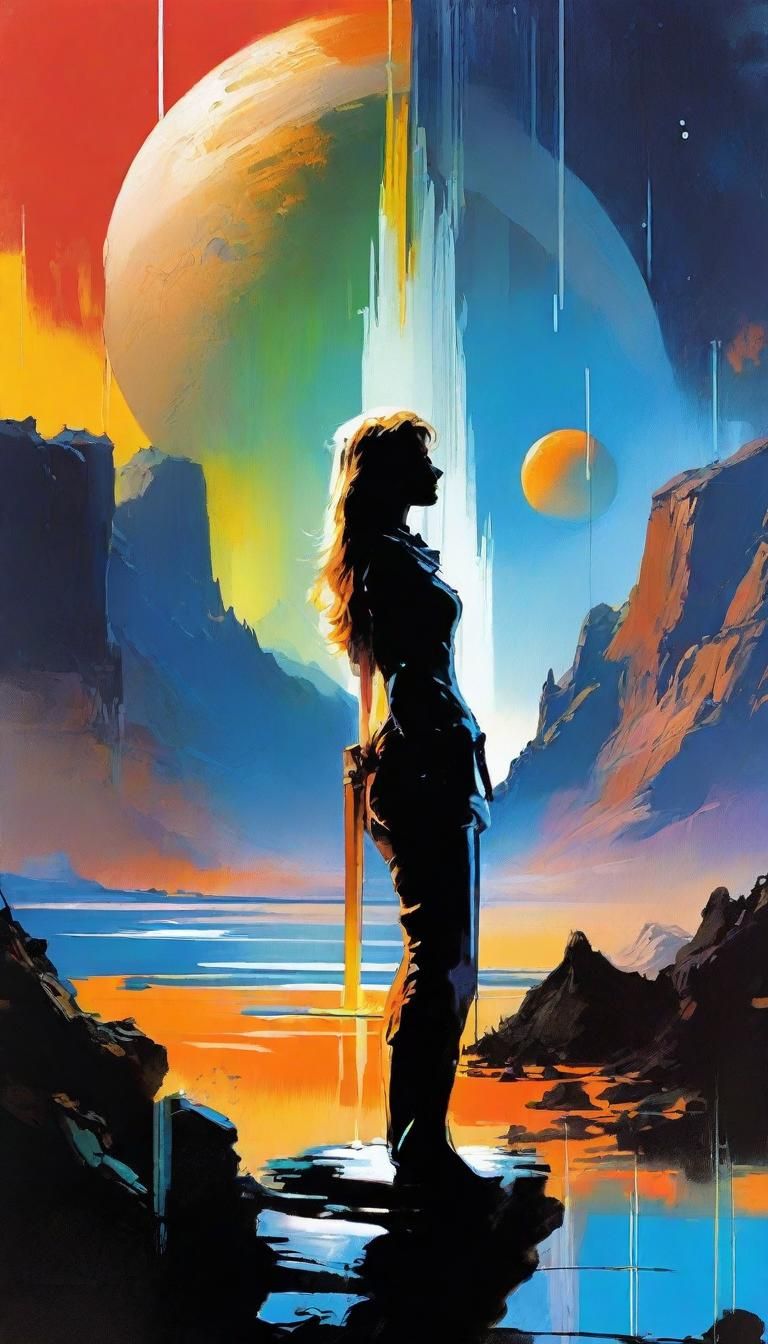 Acid Rainstorm Landscape with Castle Tower