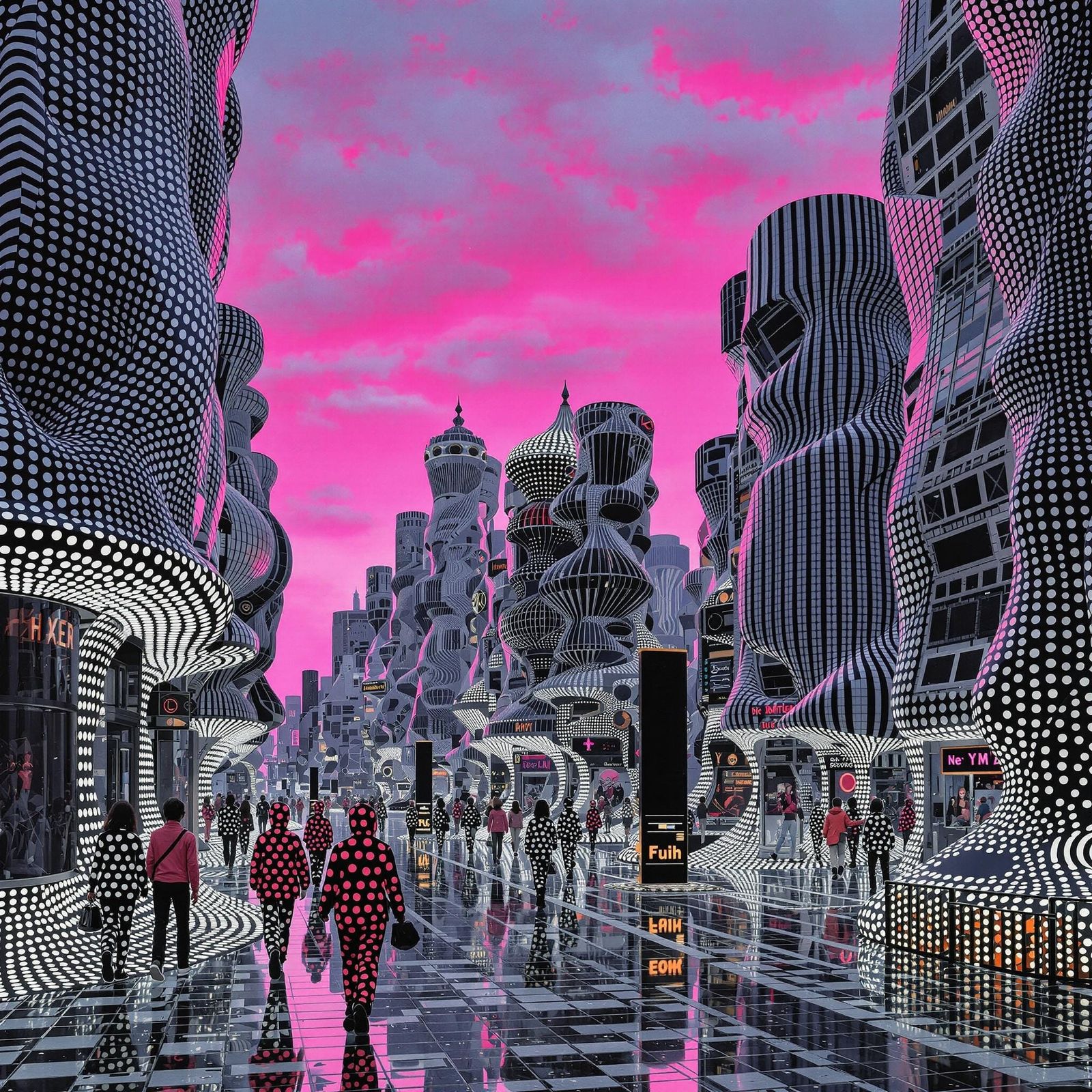 Surreal Cityscape Melts into Geometric Patterns at Dusk