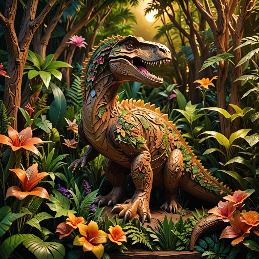 Dinosaur Woodcarving (B)