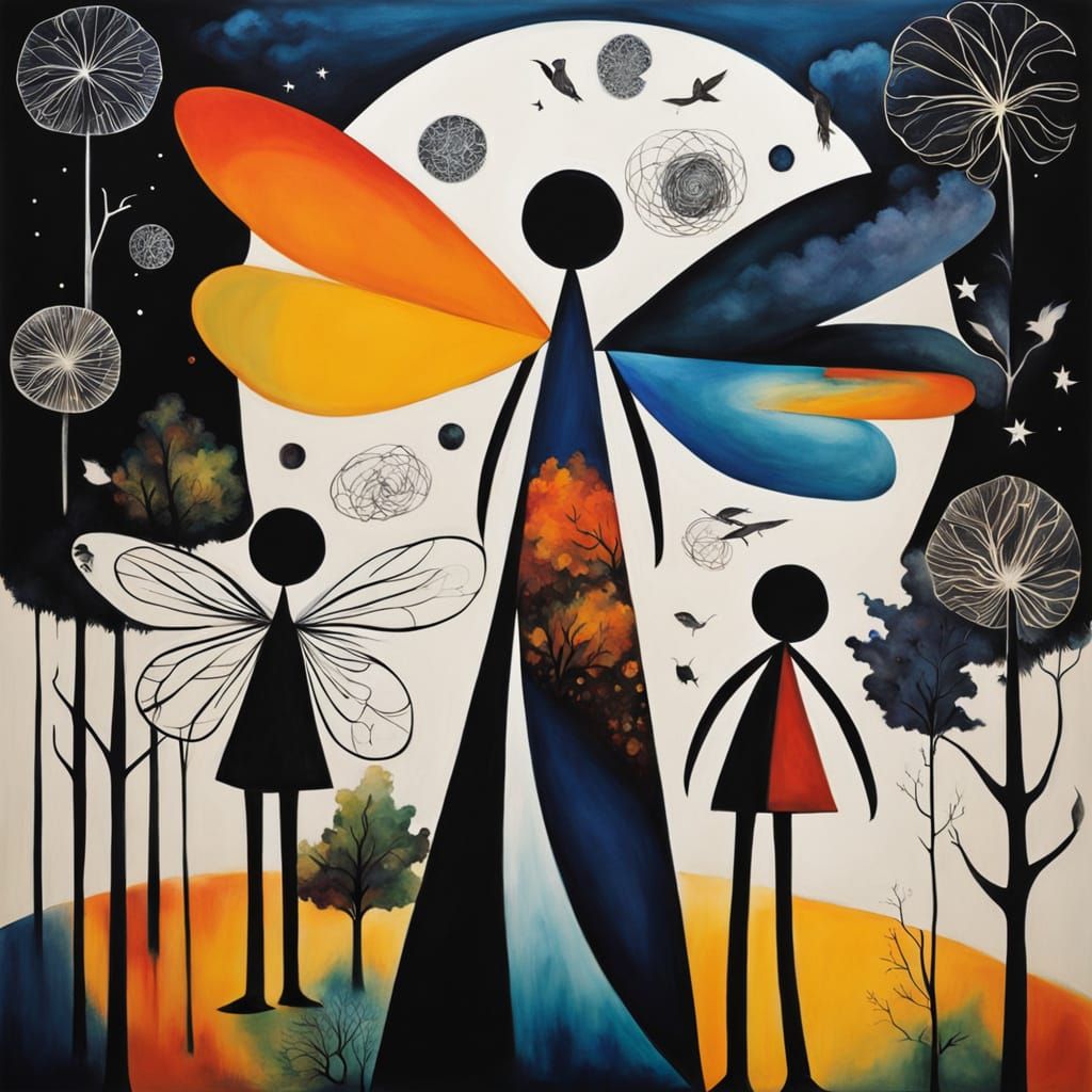 Whimsical Surrealist Kingdom in Crayon and Watercolor