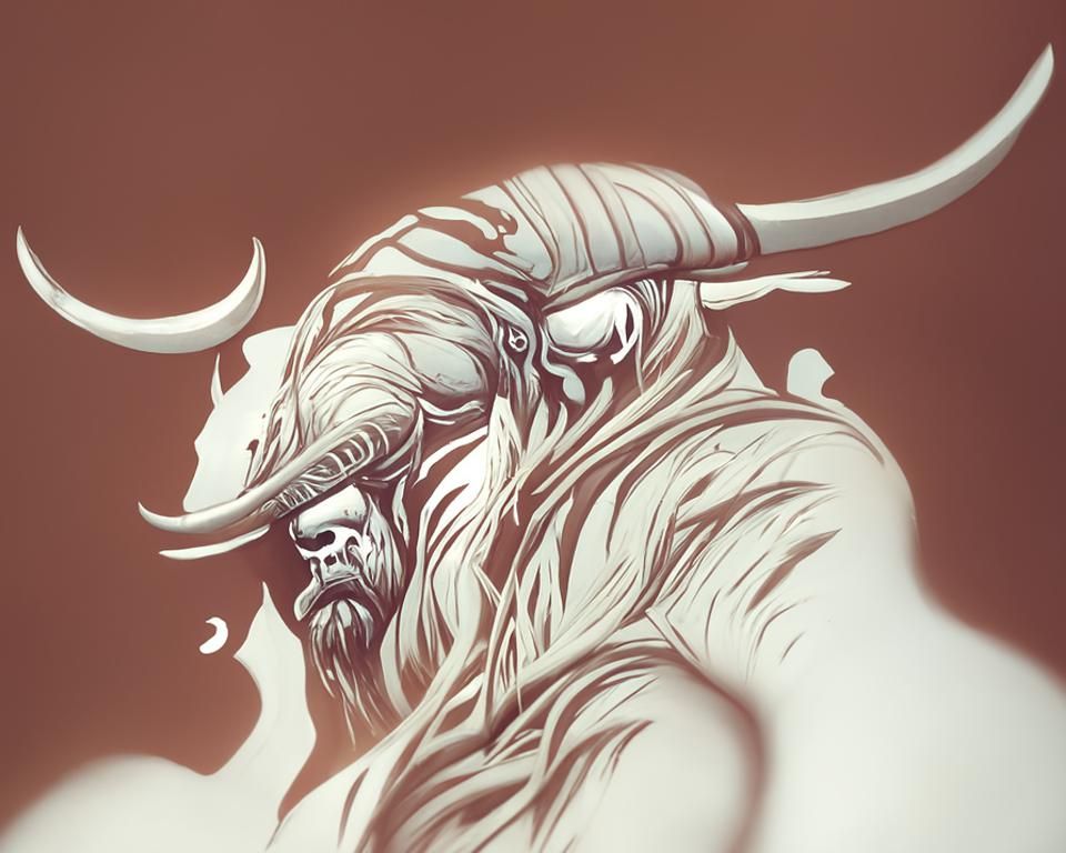 Warrior Minotaur in Digital Black Paper Art