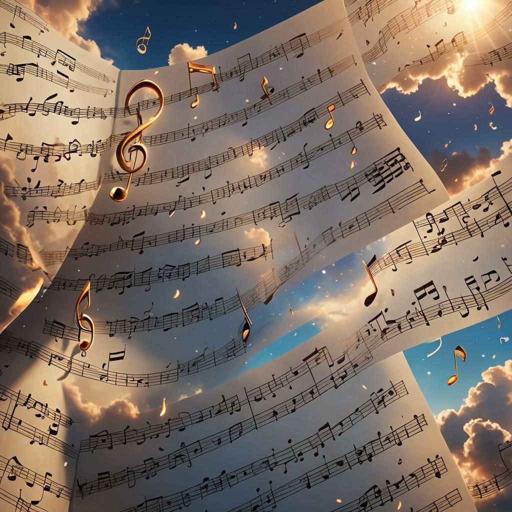 Musical Note Soaring to the Sky: Digital Art