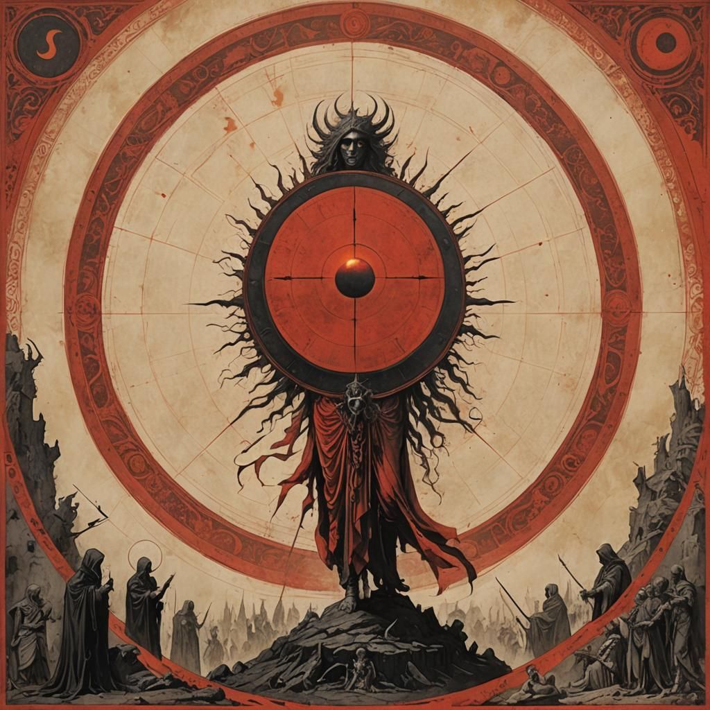 Esoteric Eclipse Sacrifice: Gritty Ancient Illustration