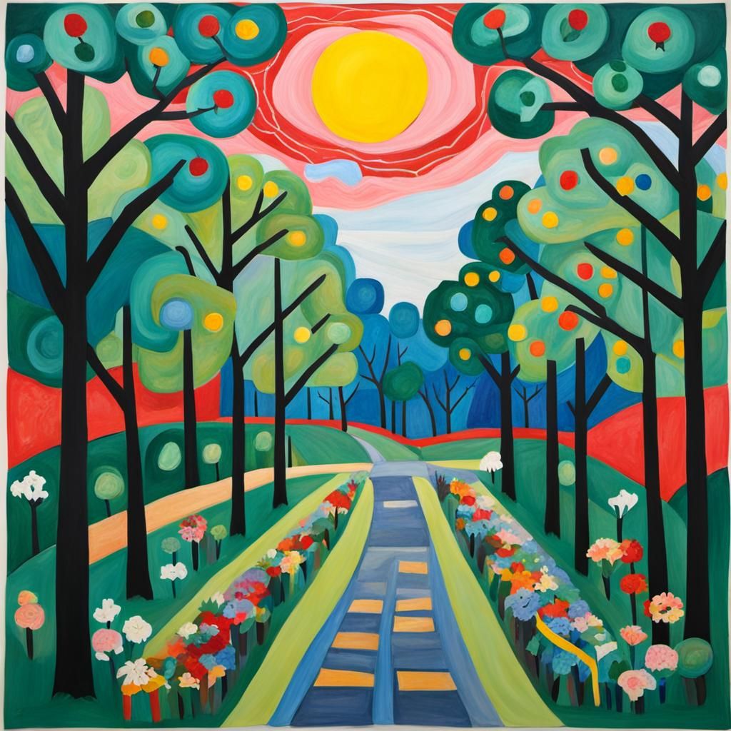 Park Scene in Faith Ringgold Style