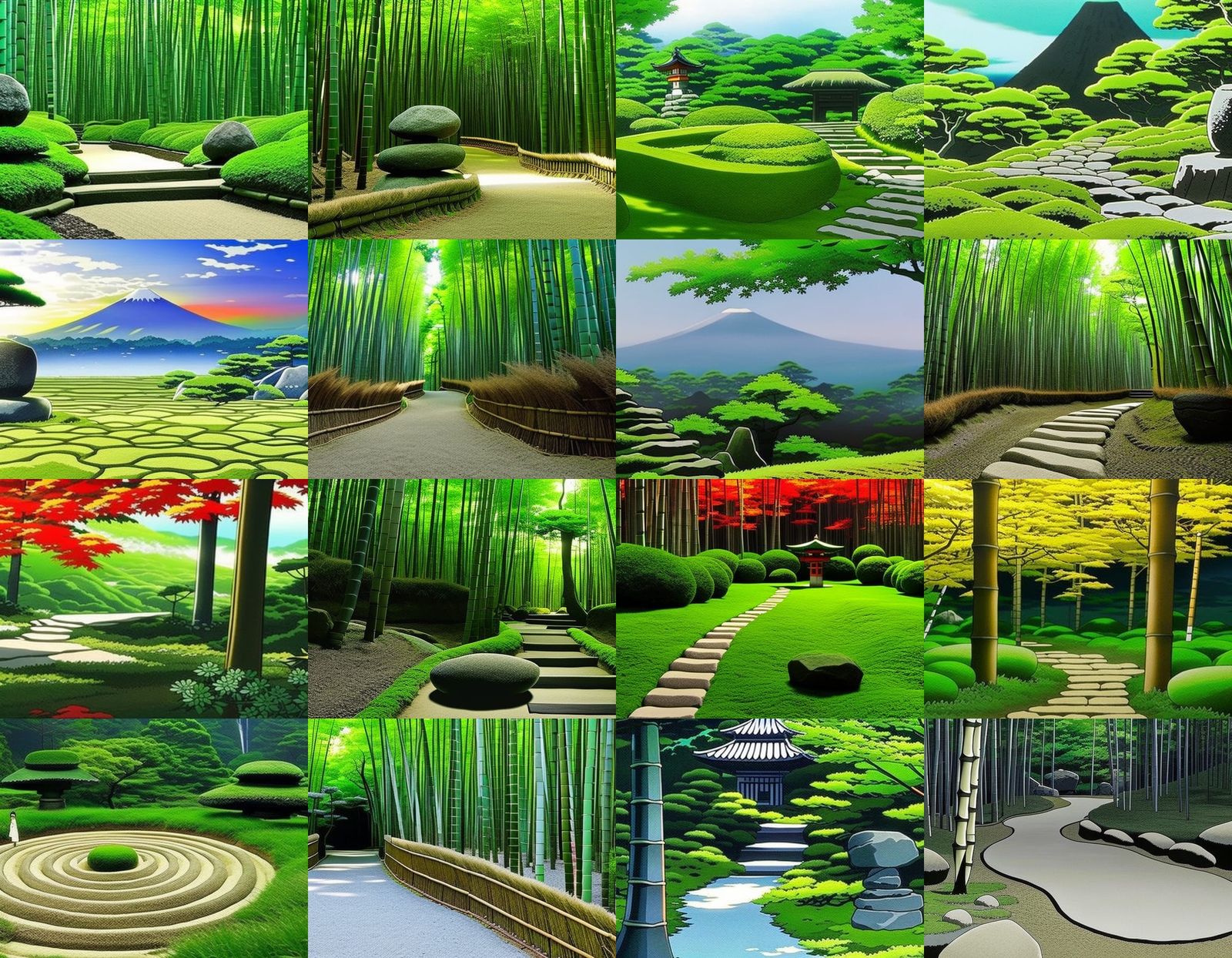 Tranquil Zen Garden in Anime Key Visual Style