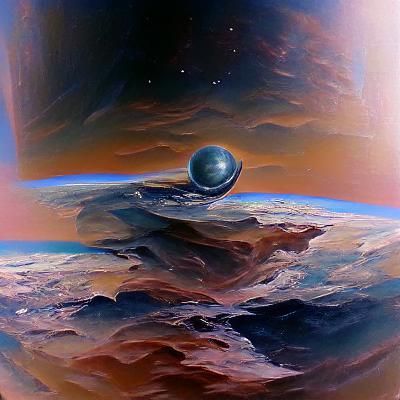 Exoplanet Landscape in Oil Painting Style