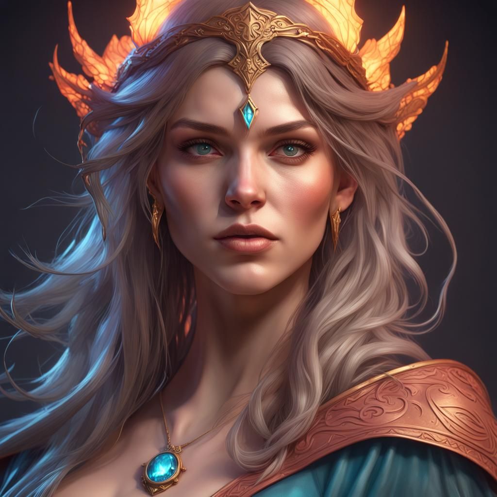 Enchanting Sorceress Portrait in Hyperdetailed Digital Art