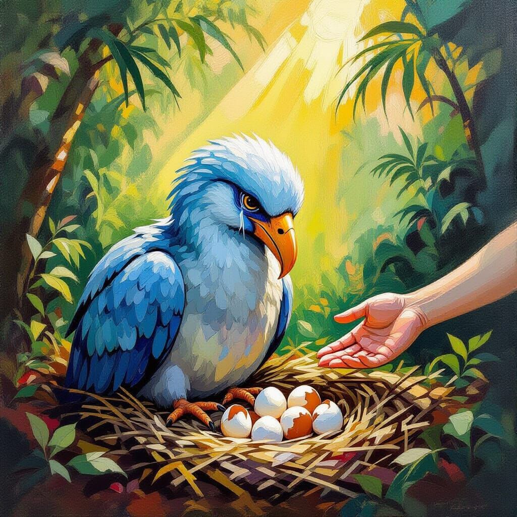 Grieving Dodo Bird in Neo-Impressionist Style