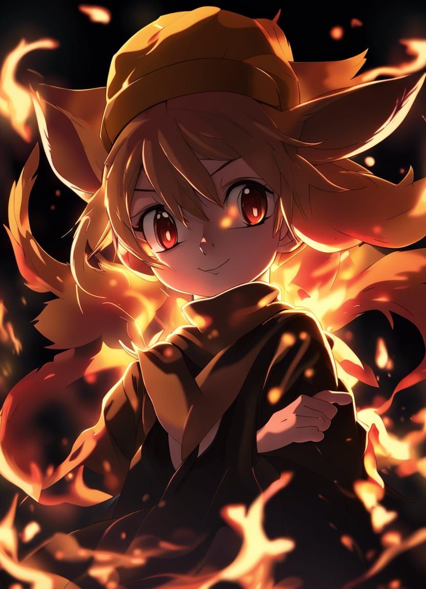 Ultra-Realistic Flareon Pokemon in Anime Style