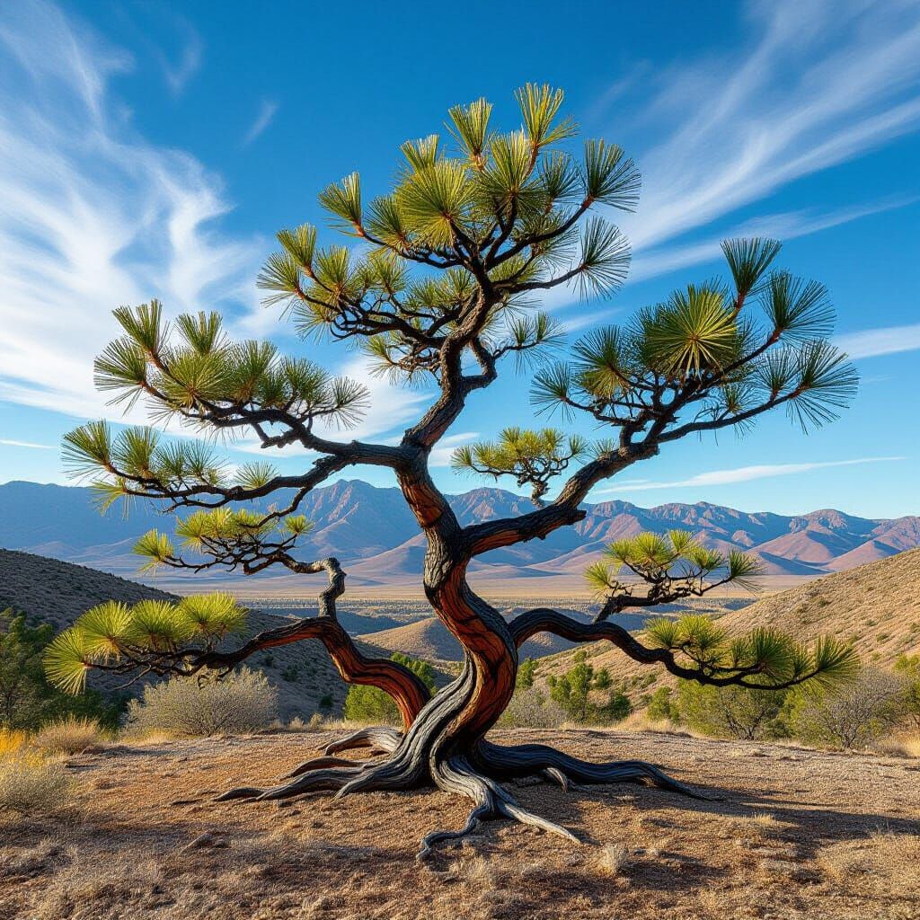 Surreal Trees in Wind-Sculpted Desert Landscape