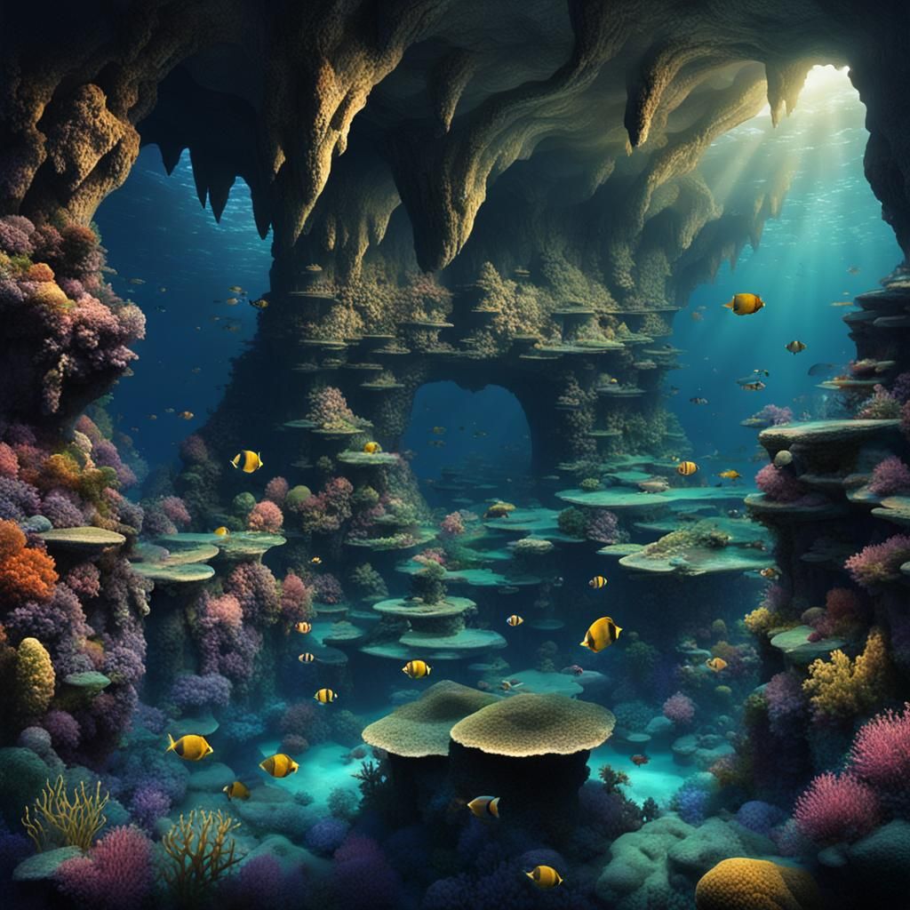 Mysterious Deep Ocean Cave Under Water
