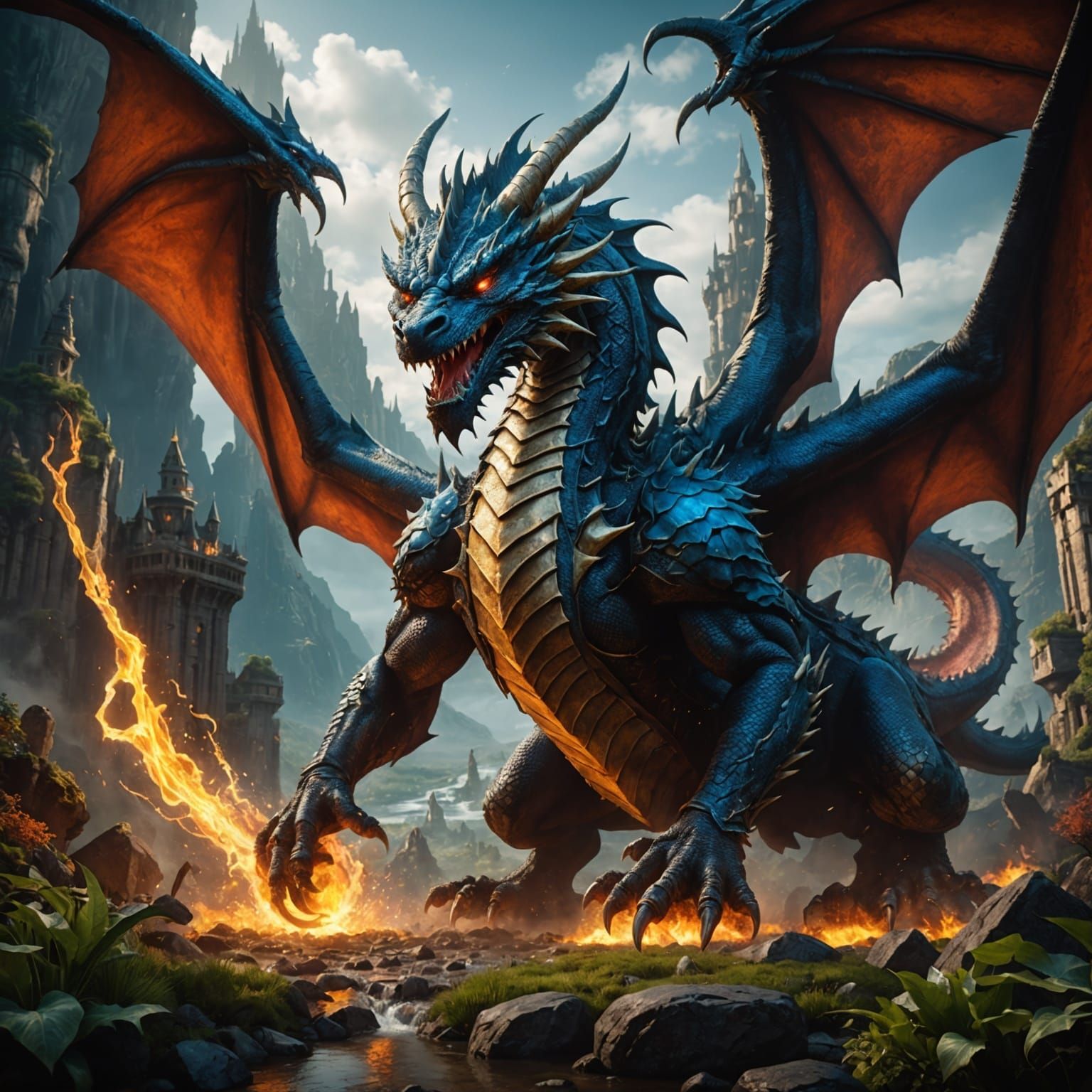 Majestic Earth Dragon: Fantasy Concept Art