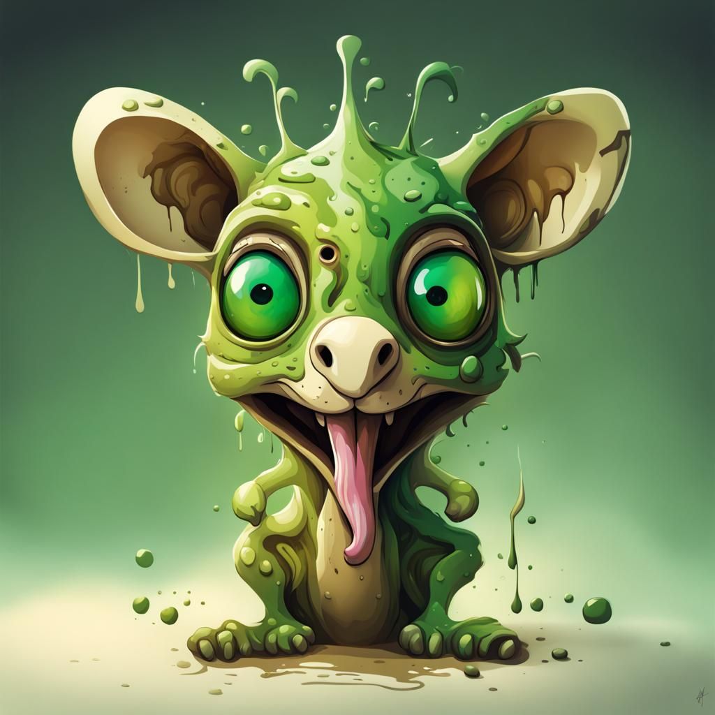 Larva with Kangaroo Head in Graffiti Art Style