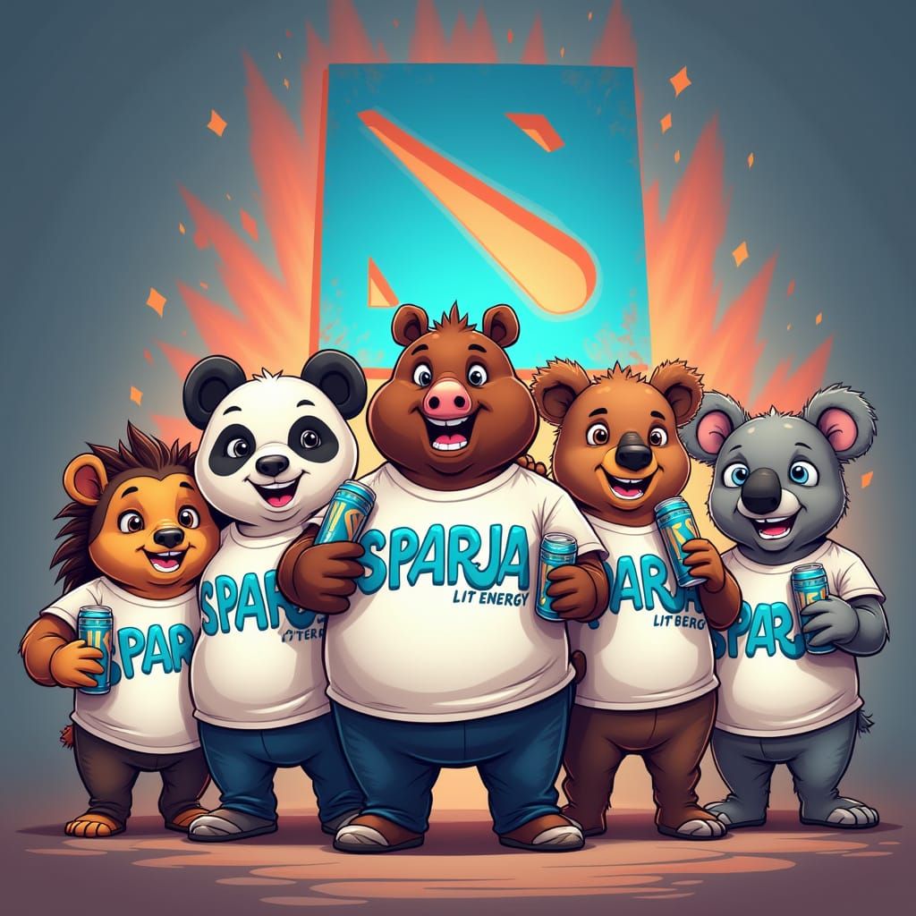 Chubby Friends Unite: Colorful Gathering with Bold Graphics