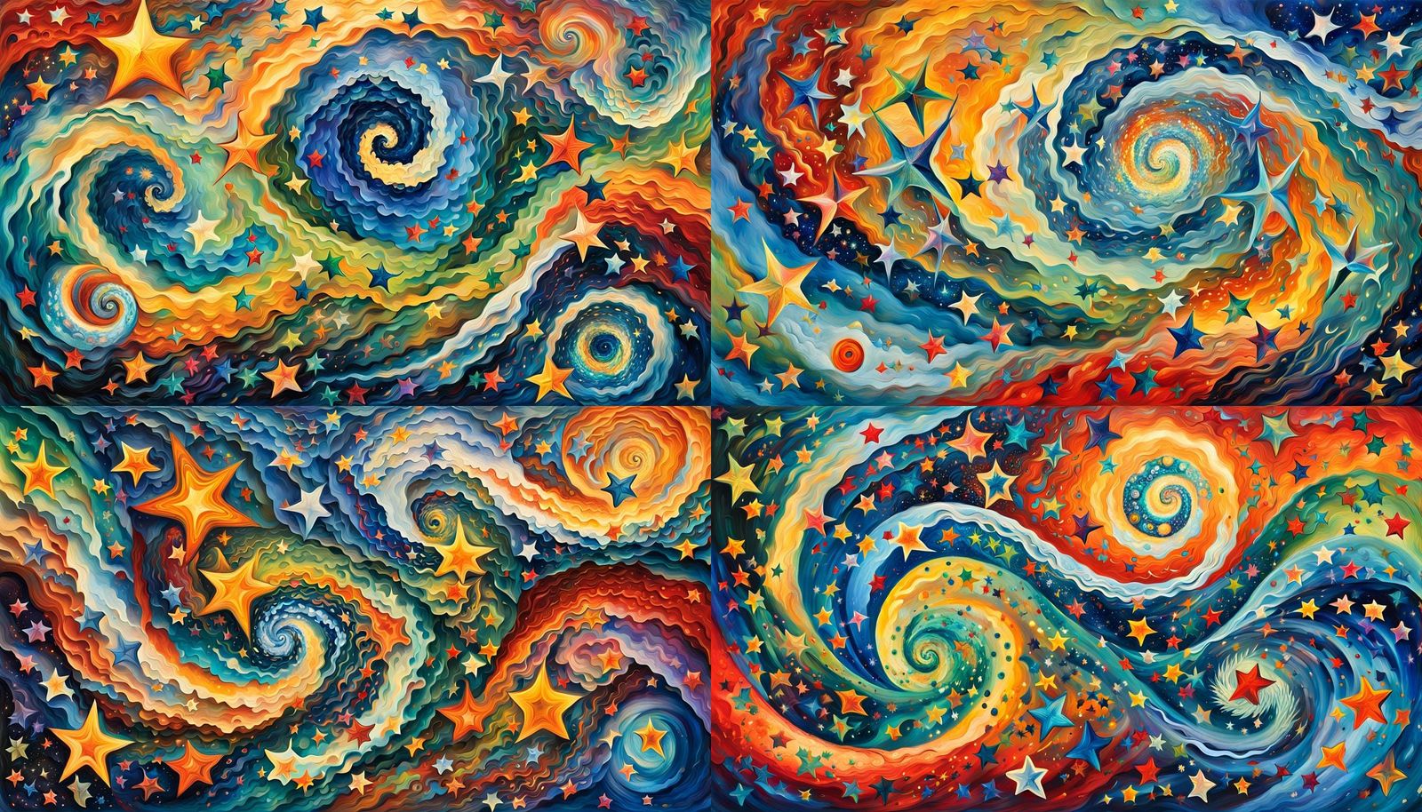 Iridescent Cosmic Star Cluster in Abstract Expressionism