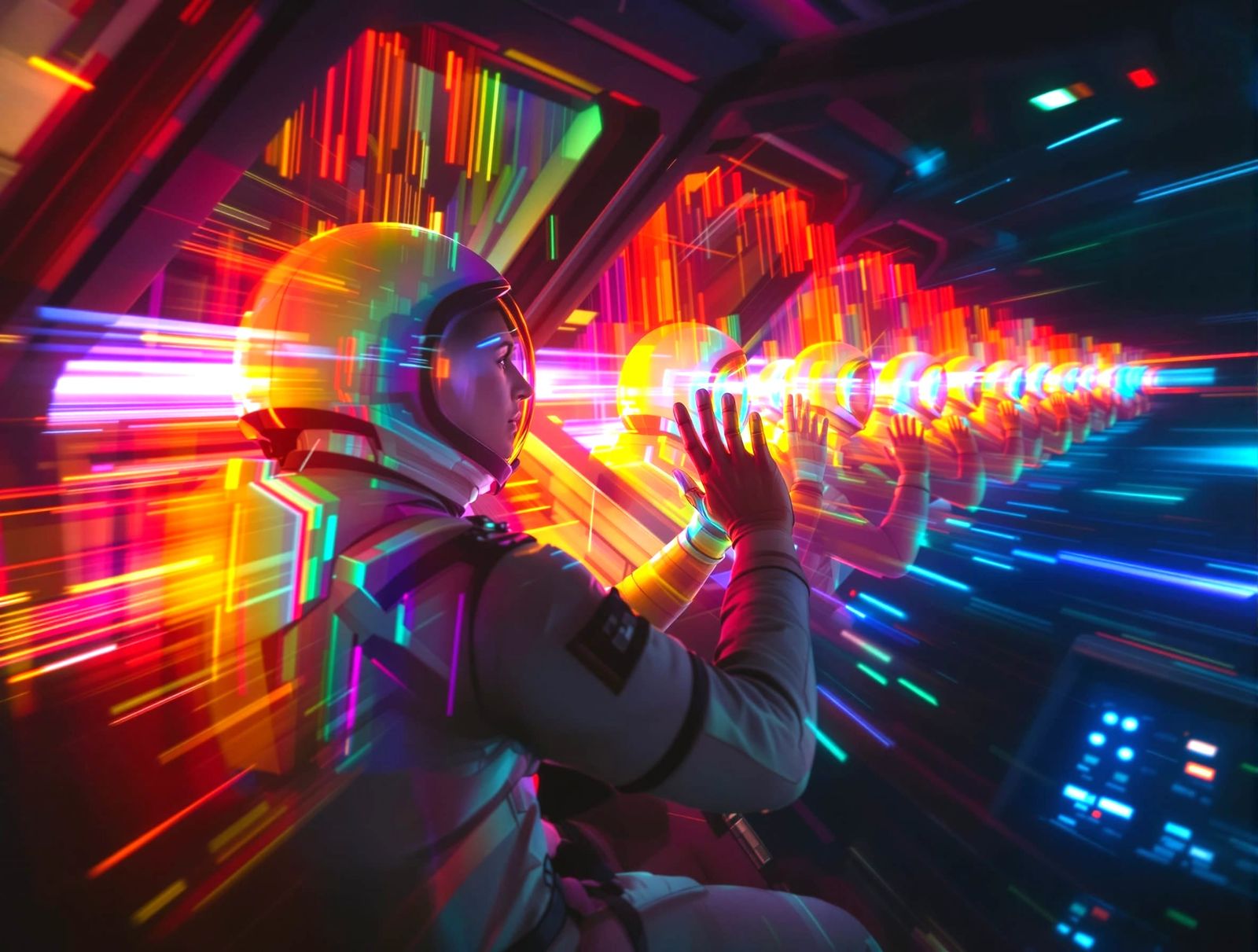 Futuristic Space Pilot Enters Hyperspace