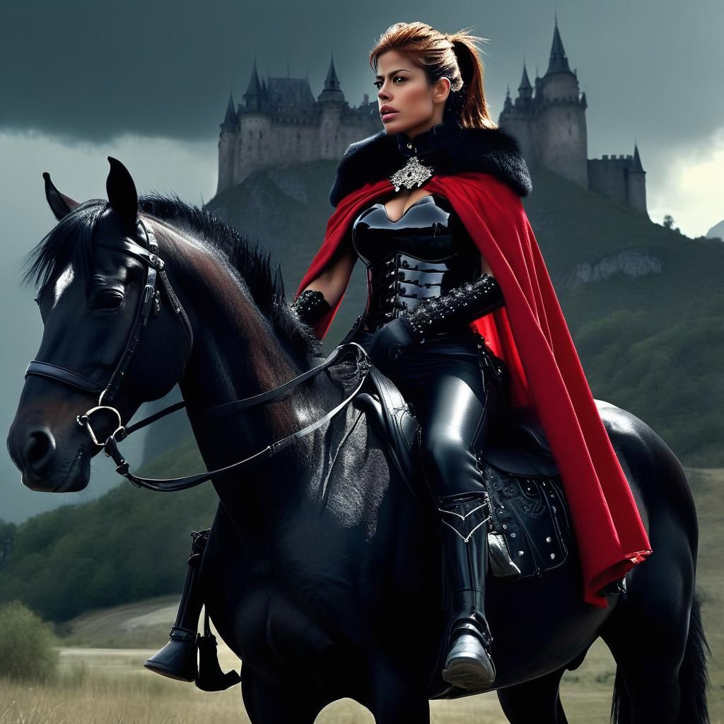 Mercenary on Stallion in Front of Castle