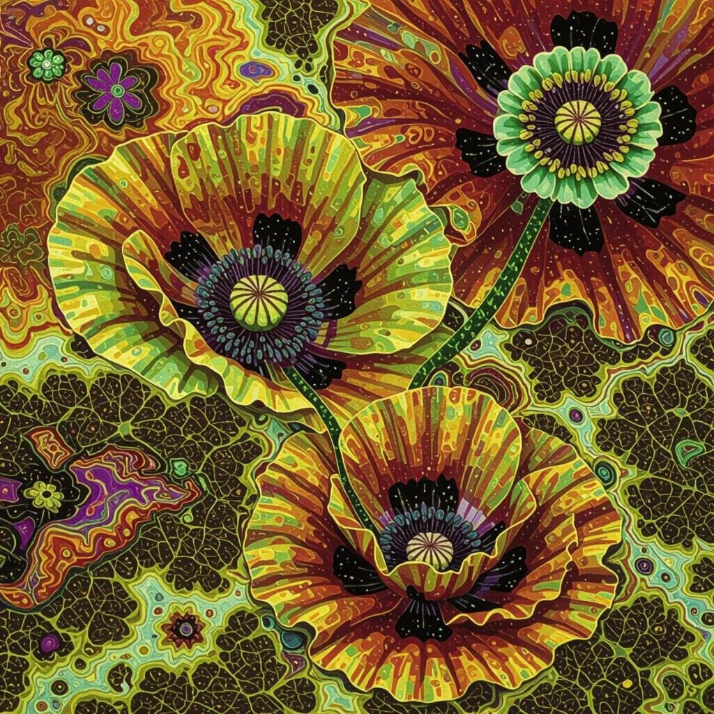 Psychedelic Poppy Melts into a Puddle