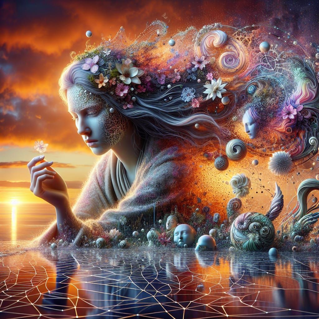 Empowered Awakening: Bio Art Portrait of Inner Growth