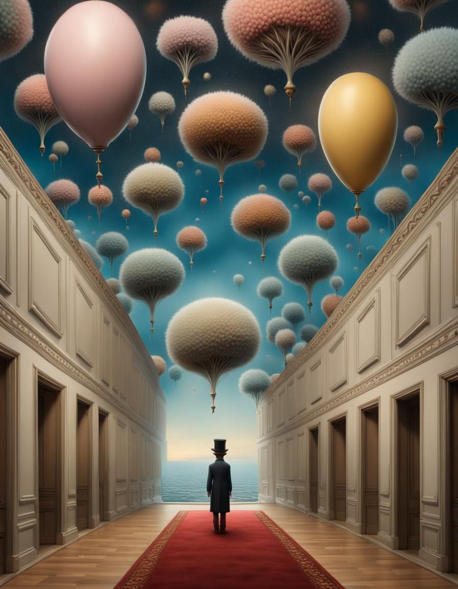 Endless Starry Space with Souls in Magical Realism