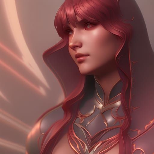 Hyperdetailed Portrait with Crimson Accents