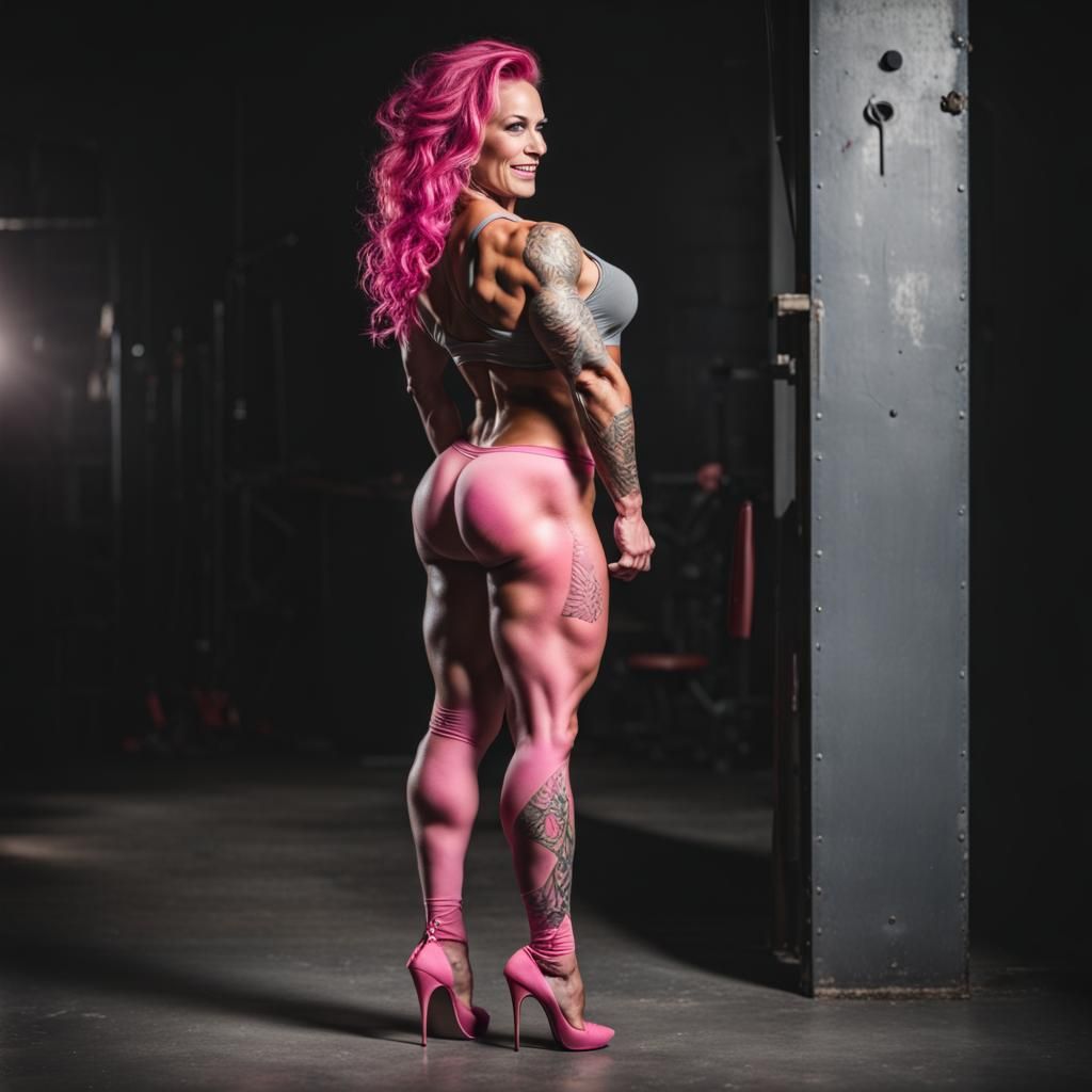 Ripped Female Bodybuilder Portrait in Professional Photograp...