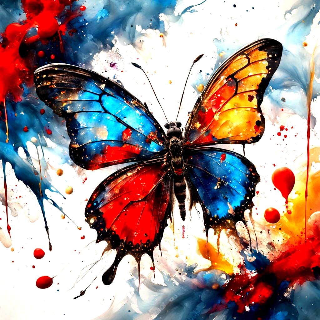 Vibrant Ink Butterfly Illustration