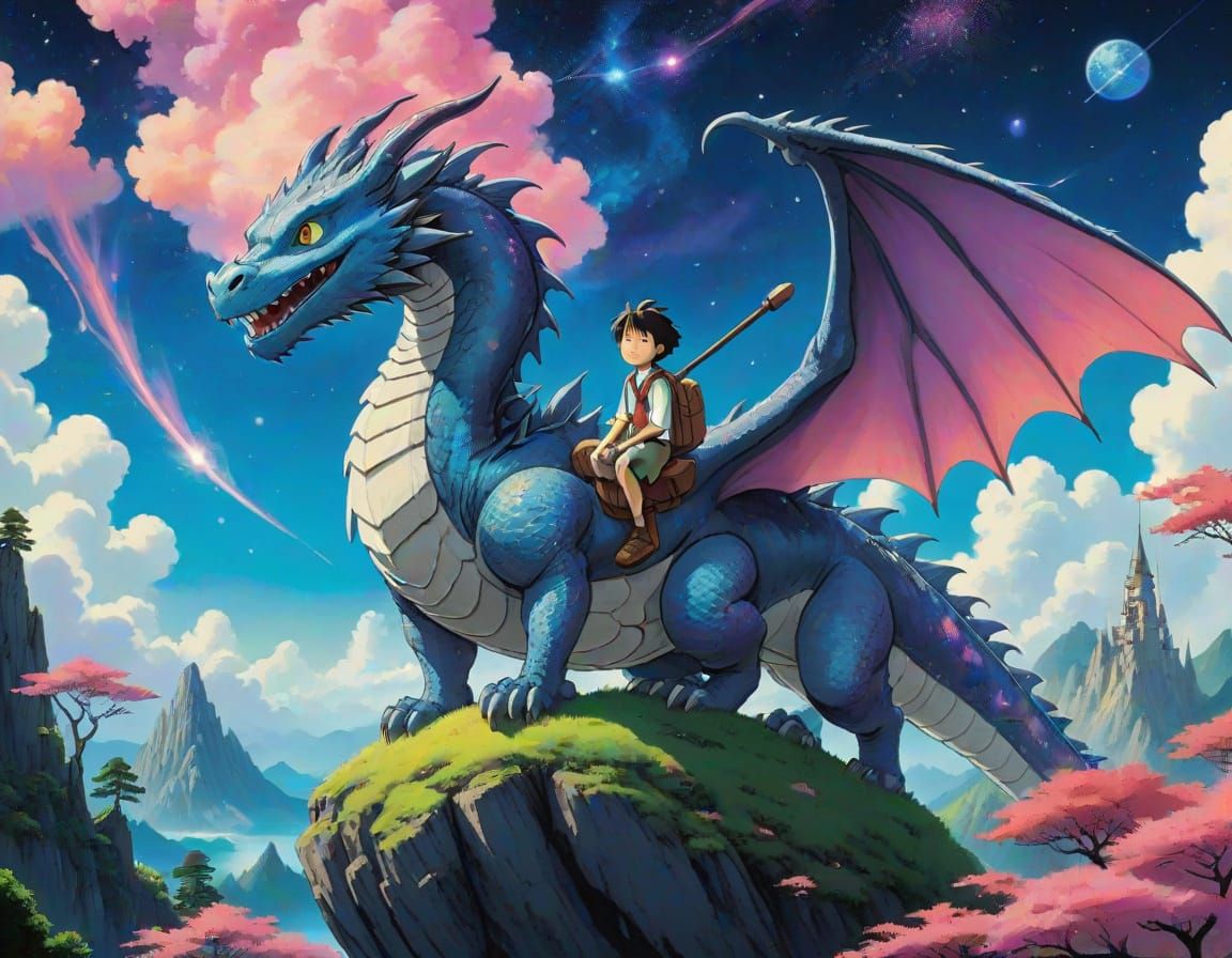 Crystal Dragon Soars Through Cosmic Nebula in Dreamy Hyperre...