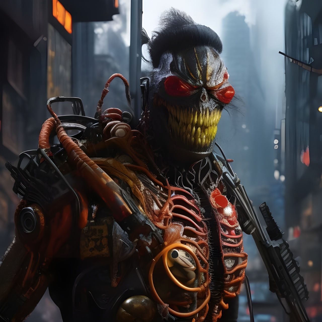 Hyperdetailed Venom Carnage Portrait in Coolpunk Style